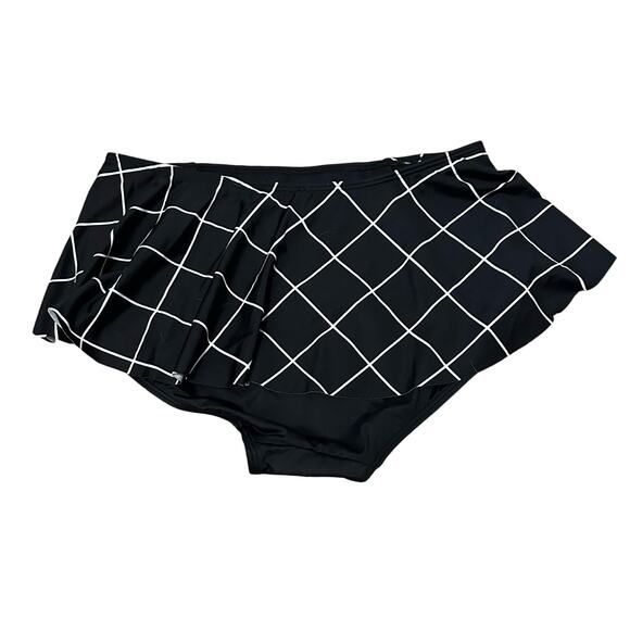 SPANX Women's Flirty Skirted Swim Bottom 2653 black geo size 10 New - Picture 2 of 4